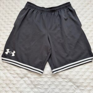 Under Armour UA Perimeter Castlerock Gray White Basketball Athletic Shorts Sz L